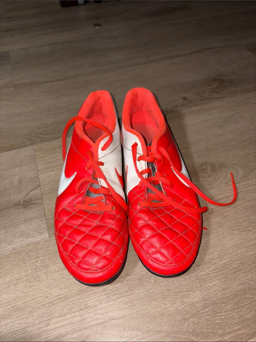 Nike Red and White Quilted-Pattern Sneakers